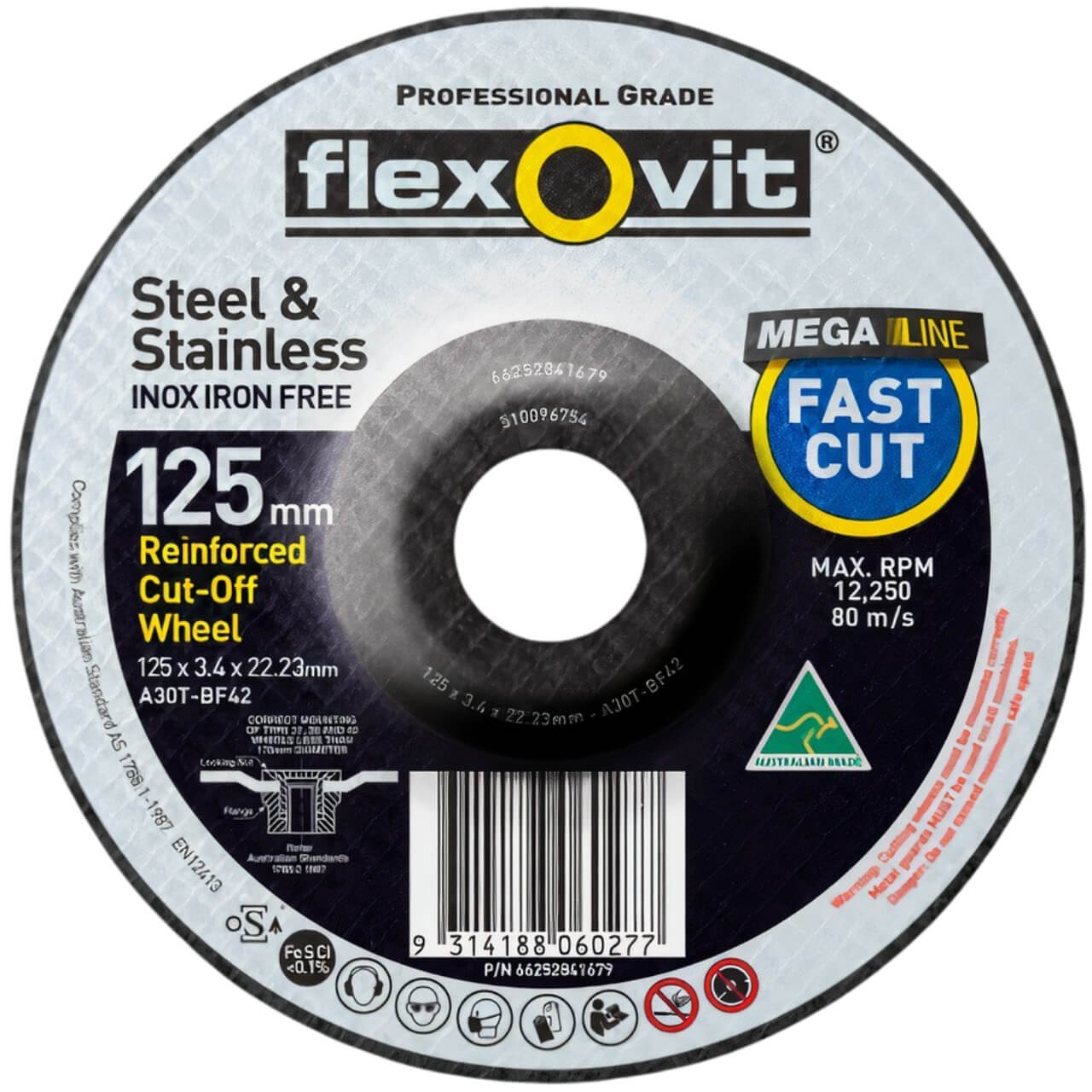Flexovit A24/30T 125x3.4x22 DC Metal Cutting Disc 100/box