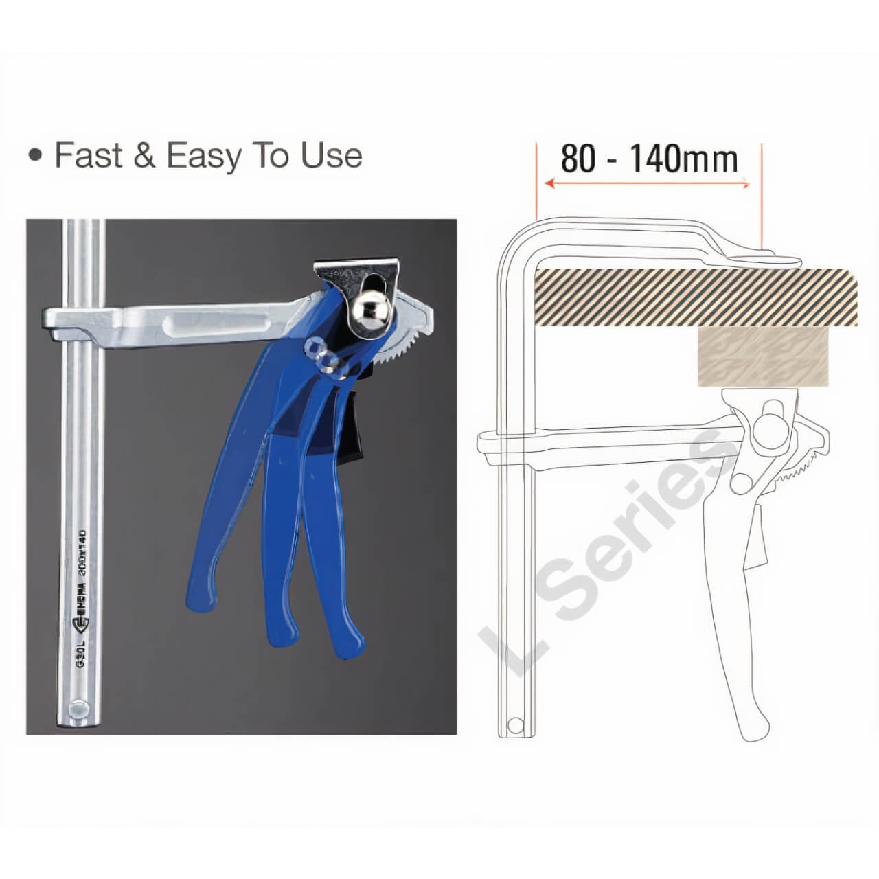 Trademaster 300 x 140mm 500kg Quick Action Lever Clamp