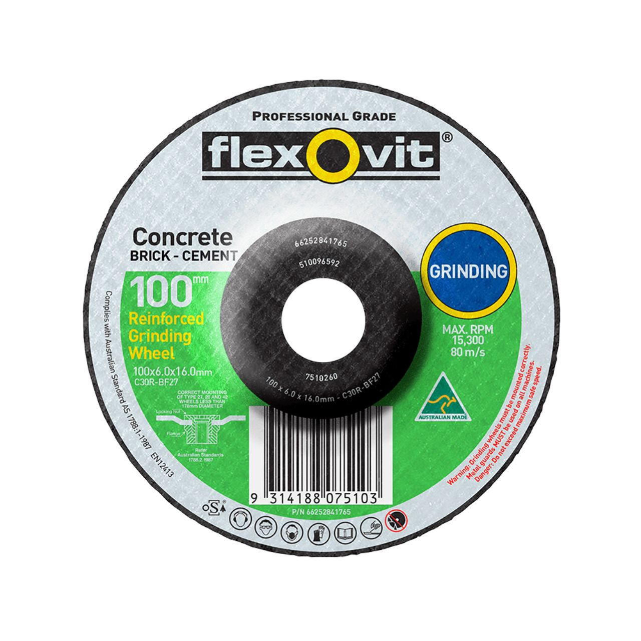 Flexovit C30R 100x6.0x16mm Masonry Grinding Disc