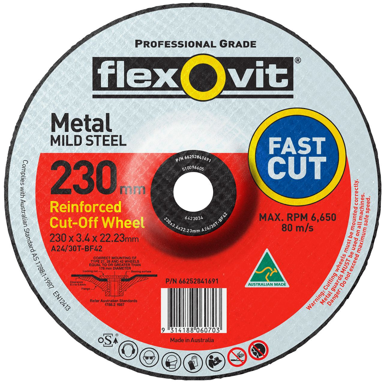 Flexovit A24/30T 230x3.4x22 DC Metal Cutting Disc