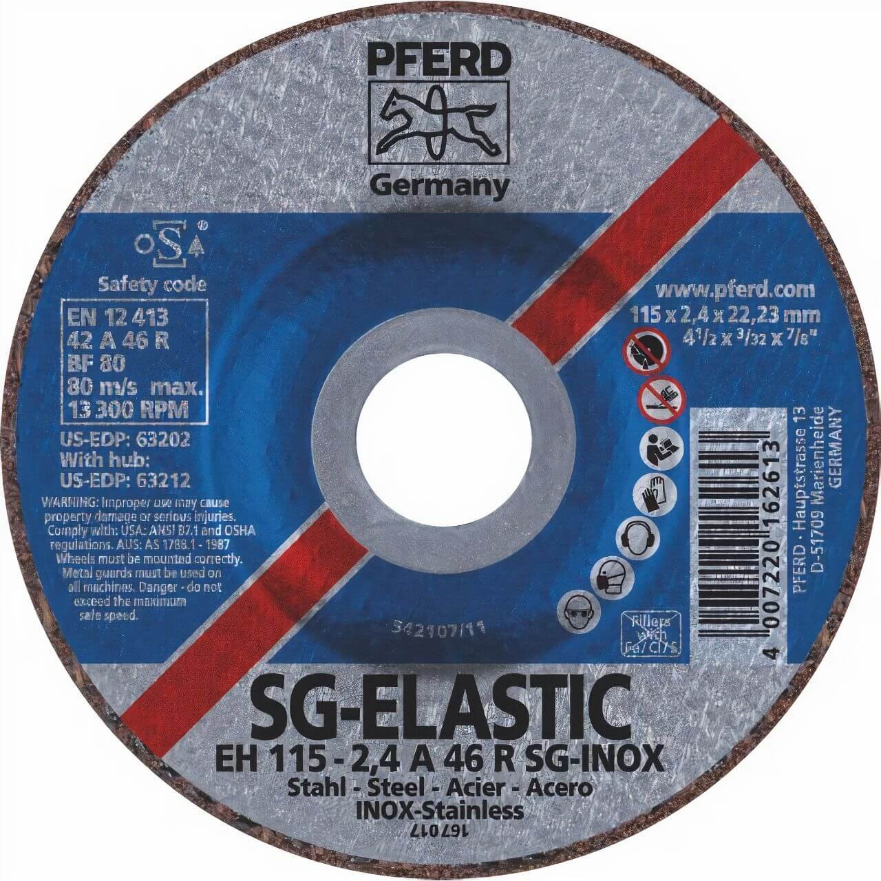 Pferd EH A46R SG-Inox 100x2.4x16 DC Cutting Disc 25/box