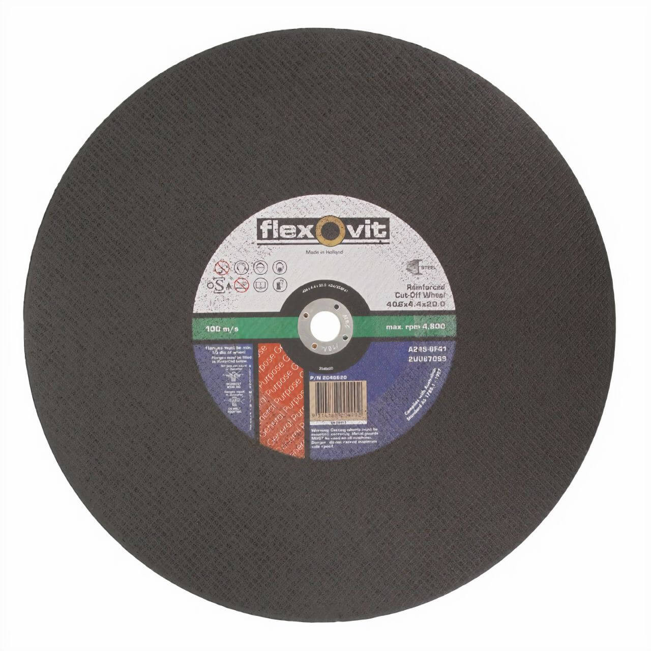 Flexovit 2UU670SS 406x4.4x20 High Speed Metal Cut Off Wheel 10/box