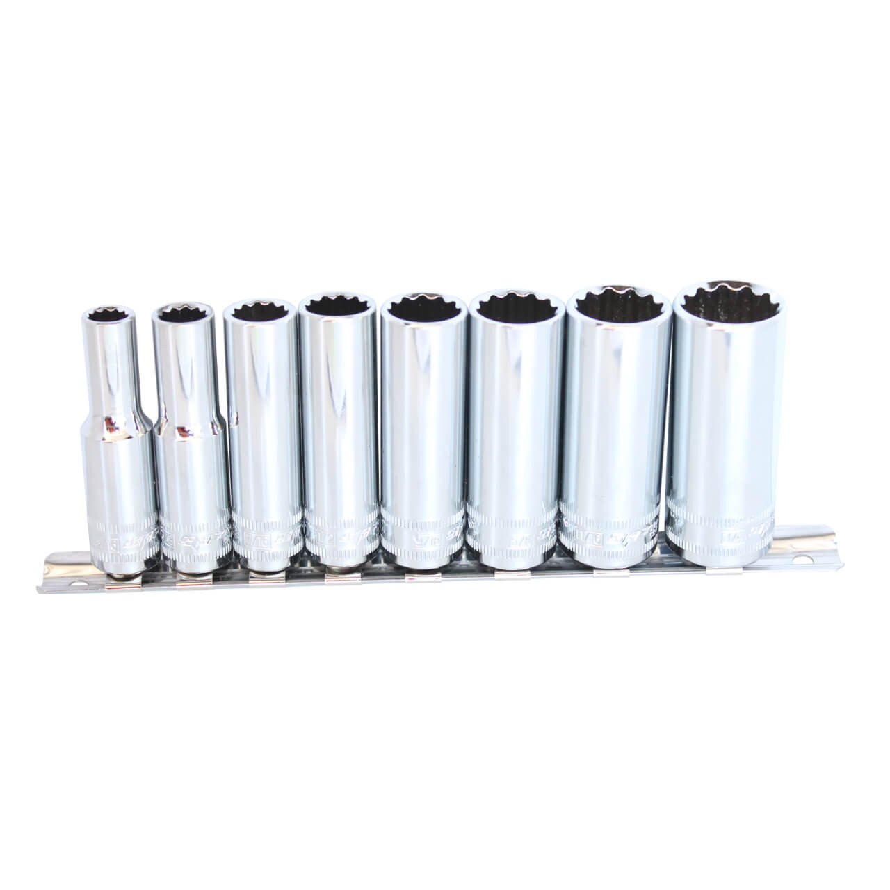 SP Tools 3/8 Dr 6pt Deep Socket Rail Set Imperial 8pce