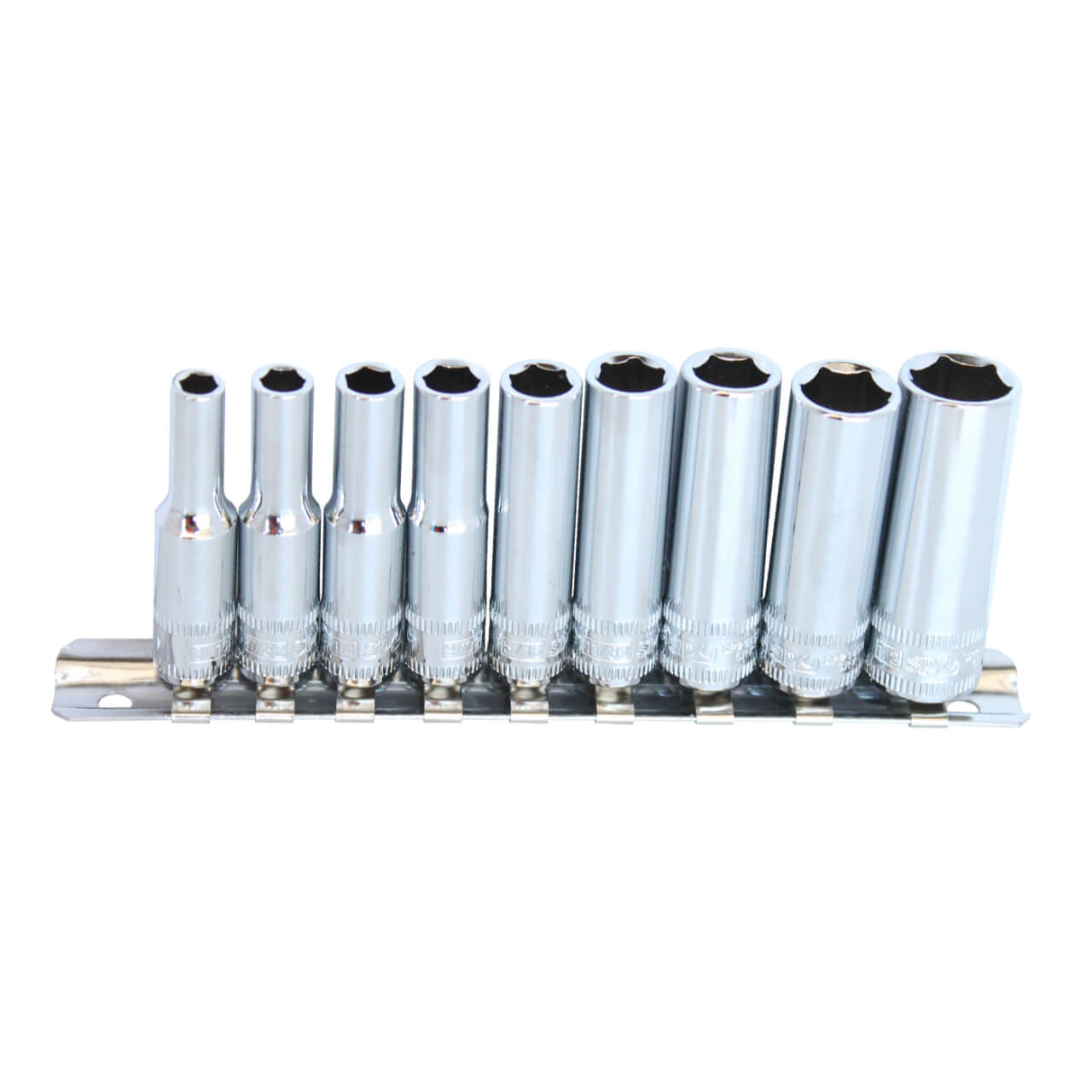 SP Tools 1/4 Dr 6pt Deep Socket Rail Set Imperial 9pce