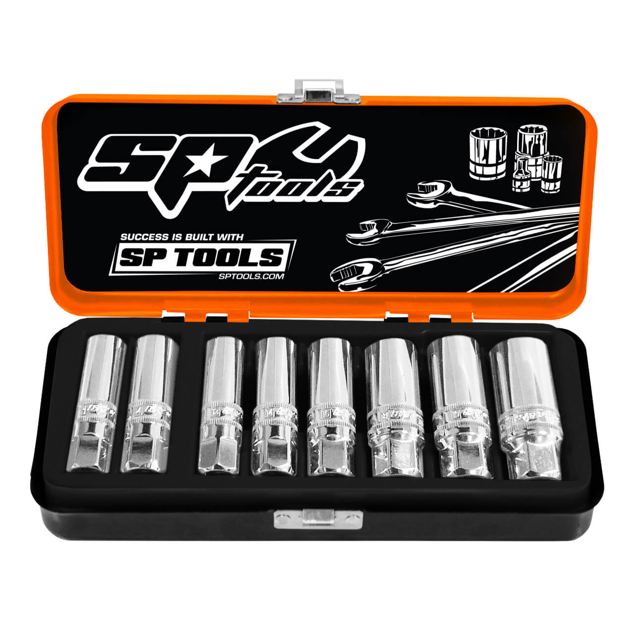 SP Tools 3/8 Dr Magnetic Spark Plug Socket Set 8pce