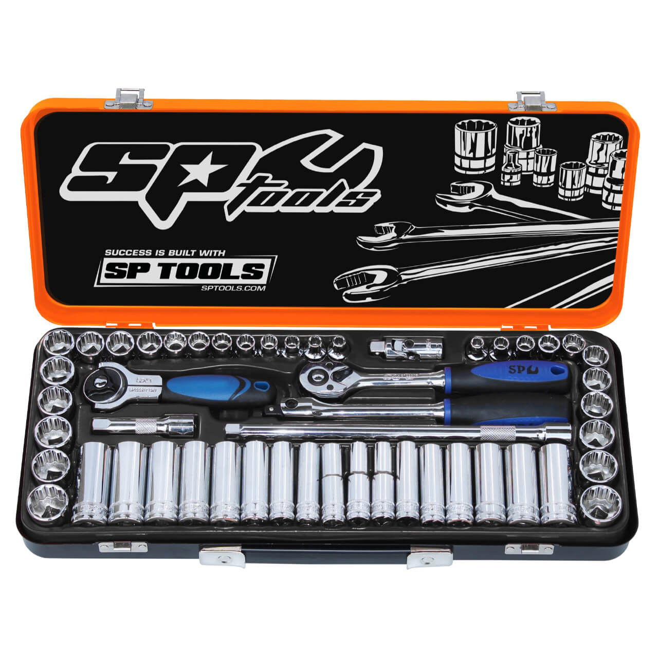 SP Tools 3/8 Dr 6pt & 12pt Socket Set Metric & Imperial 50pce