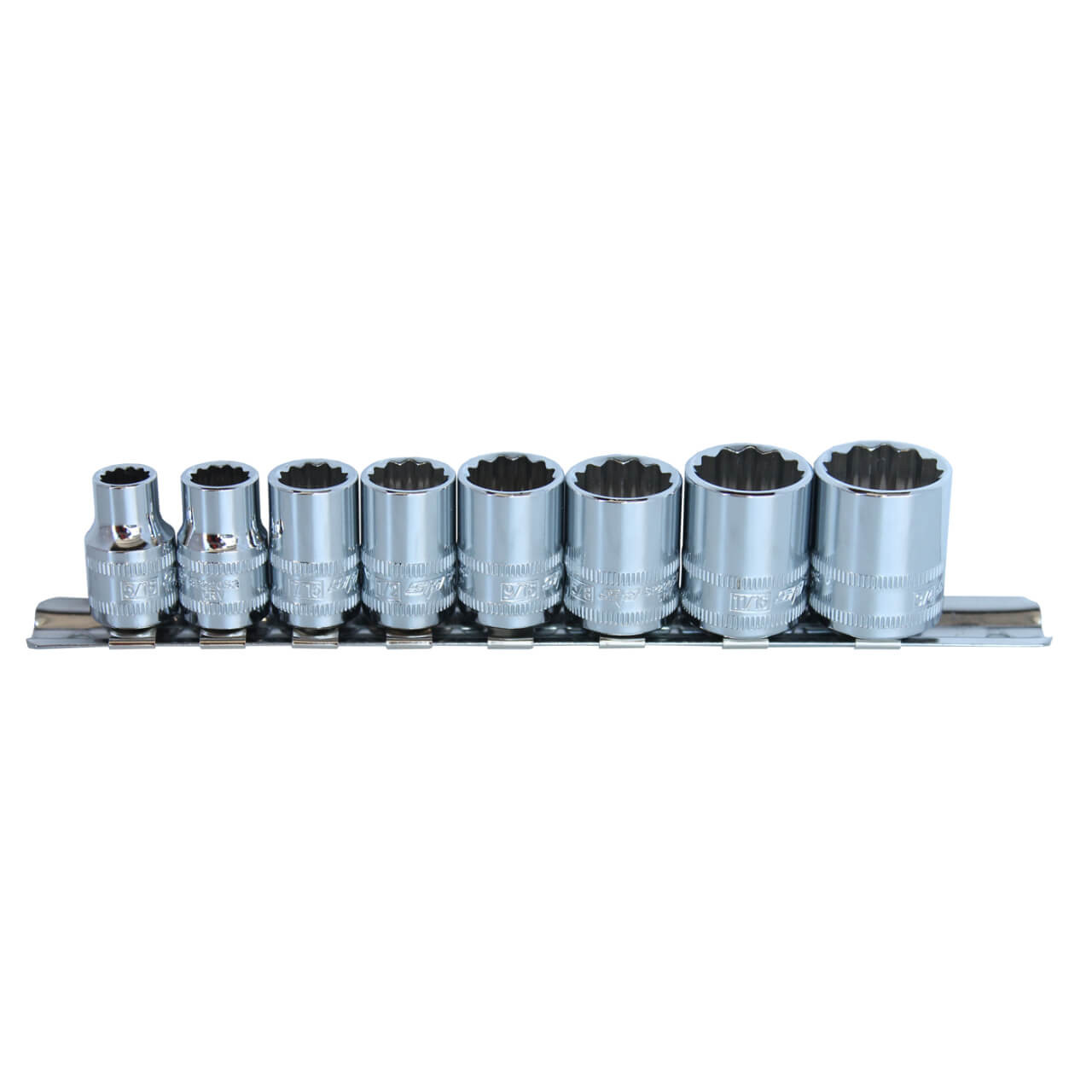 SP Tools 3/8 Dr 12pt Socket Rail Set Imperial 8pce