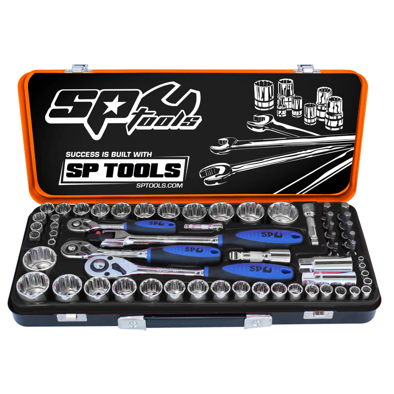 SP Tools 1/4-3/8-1/2 Dr 12pt Socket Set Metric & Imperial 59pce