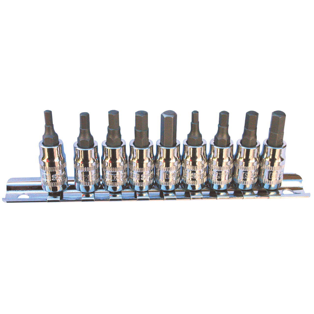 SP Tools 1/4 Dr Inhex Socket Rail Set Metric & Imperial 9pce