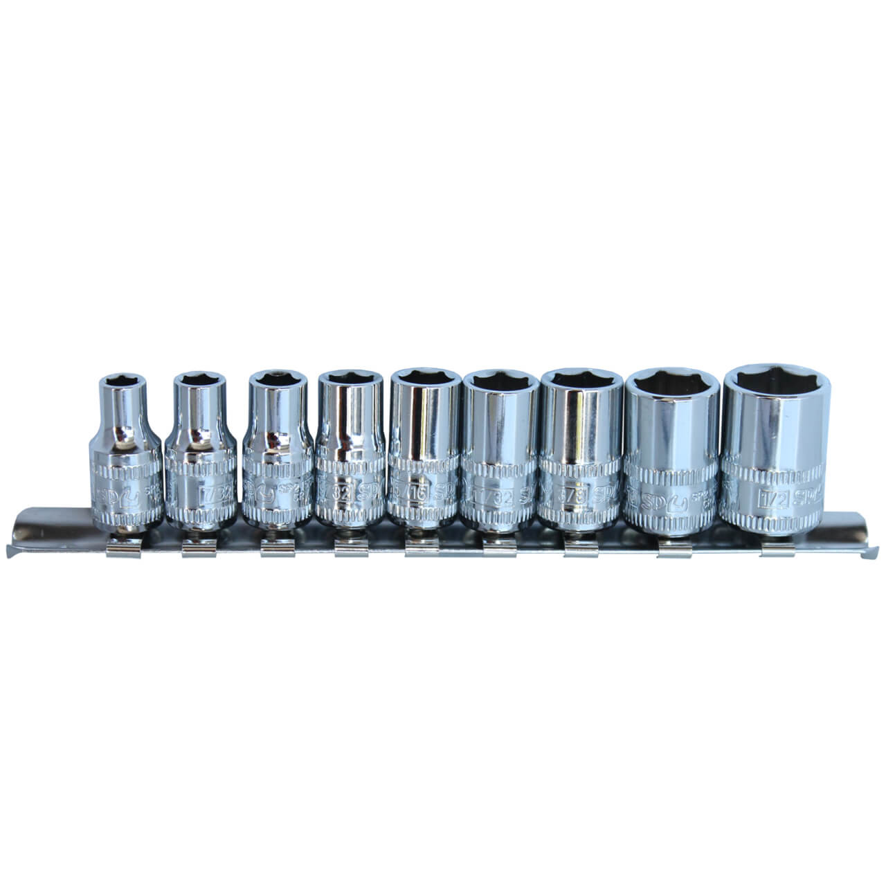 SP Tools 1/4 Dr 6pt Socket Rail Set Imperial 9pce