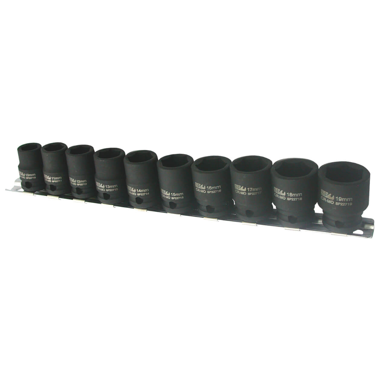 SP Tools 3/8 Dr 6pt Impact Socket Rail Set Metric 10pce
