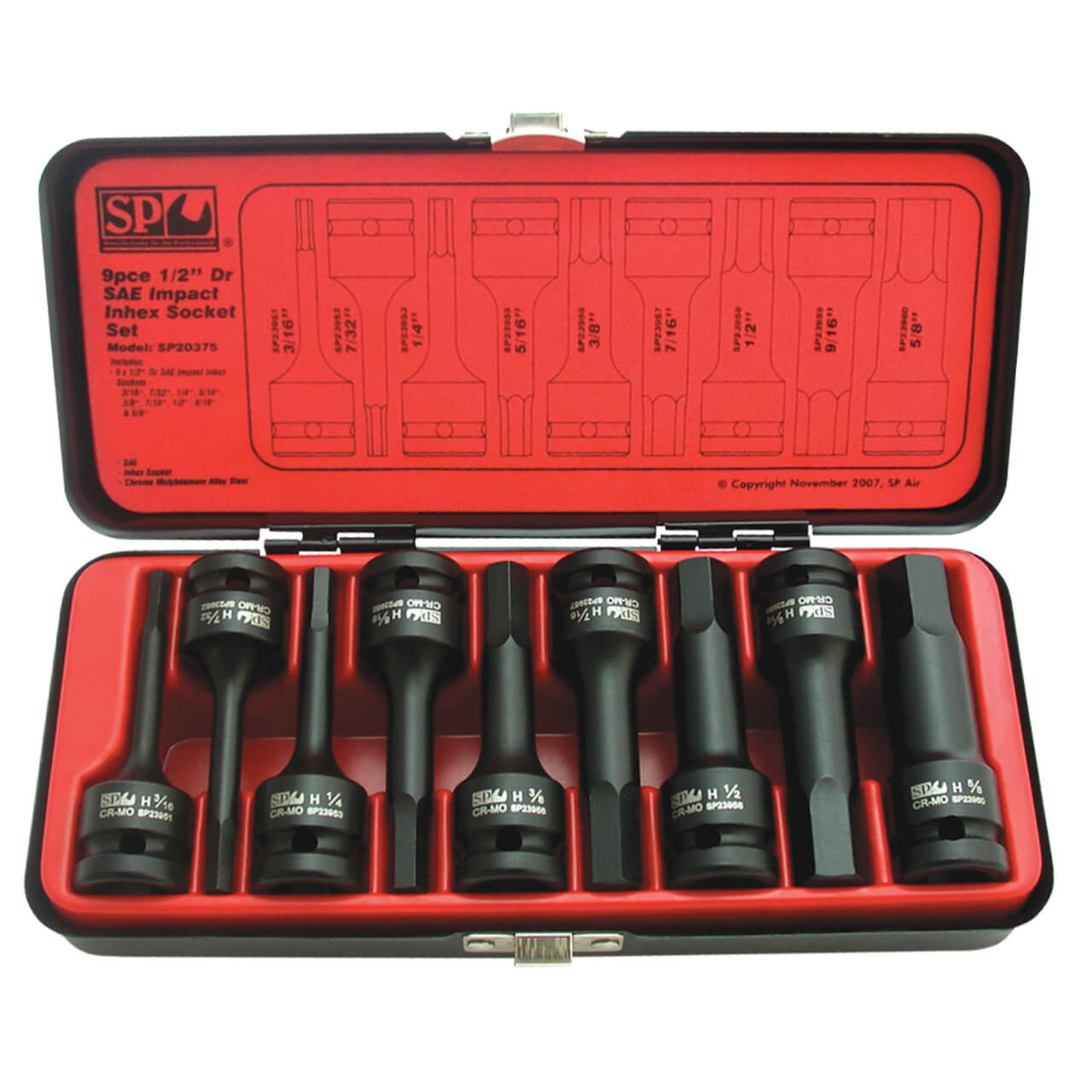 SP Tools 1/2 Dr Inhex Impact Socket Set Imperial 9pce