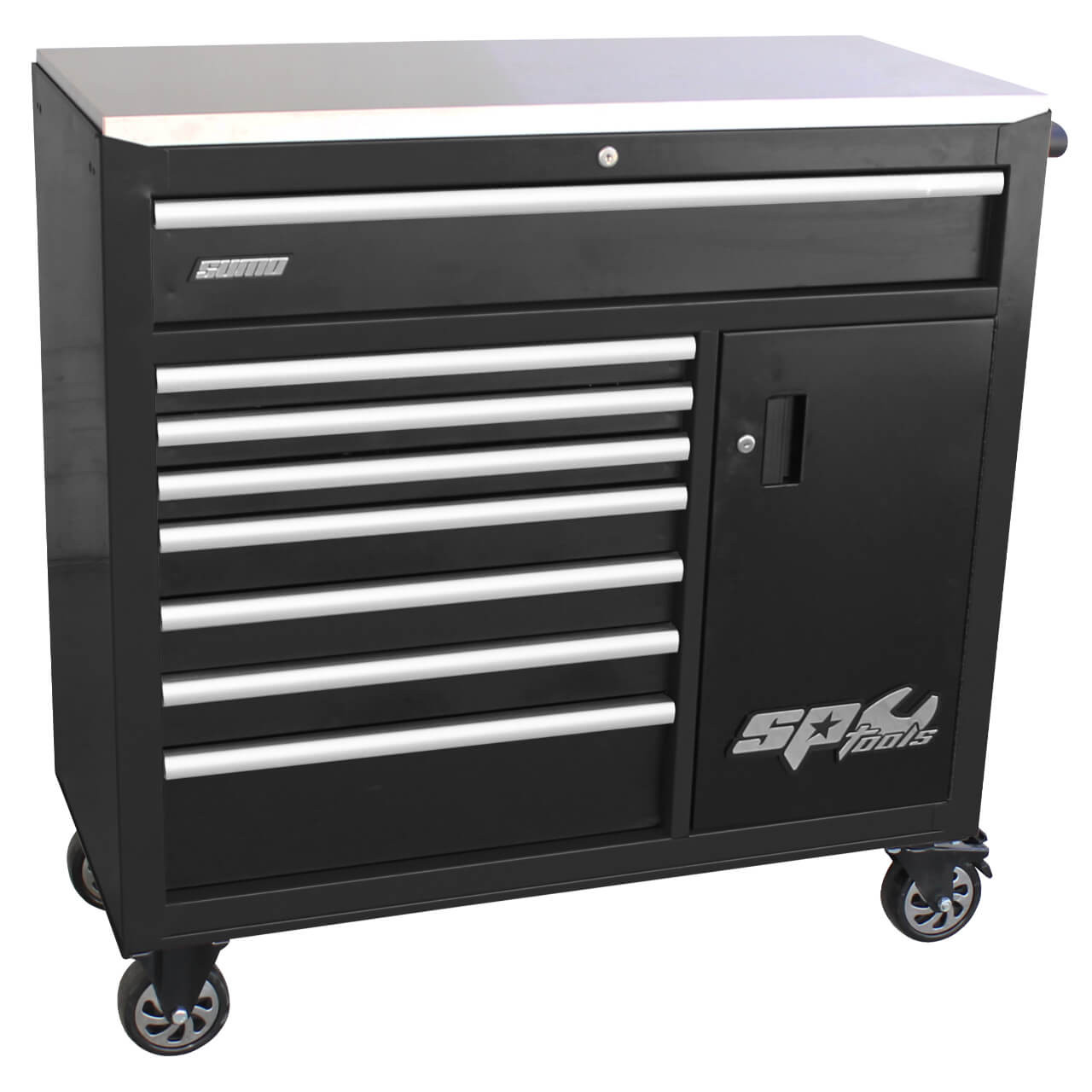 SP Tools 9 Drawer Sumo Series Roller Cabinet Black Chrome