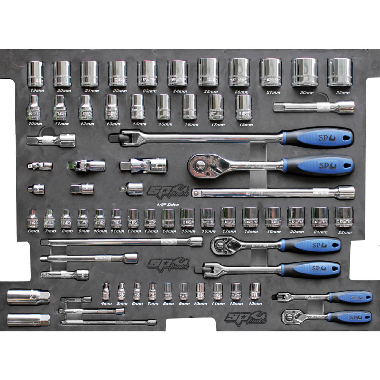 SP Tools Metric Sockets & Accessories In EVA Tray 70pce