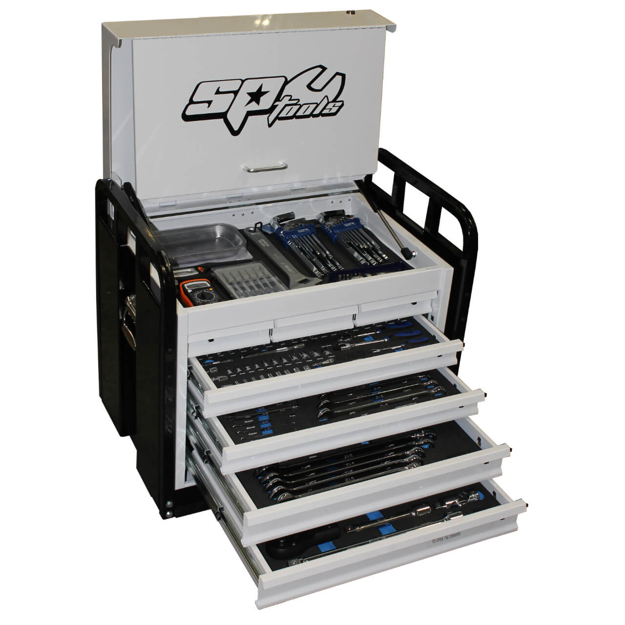 SP Tools 7 Drawer Field Service Tool Kit Metric & SAE 411pce Black & White