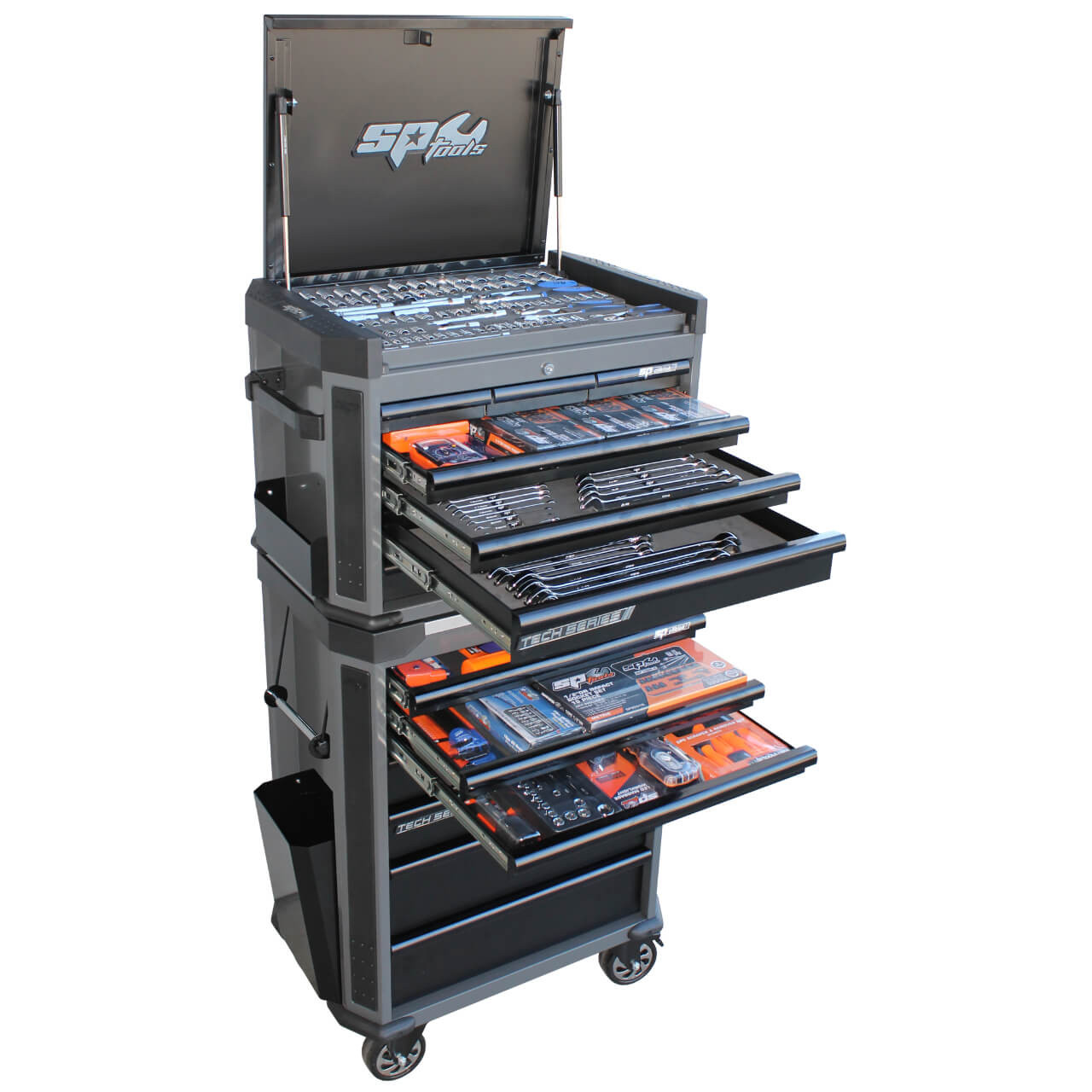 SP Tools 14 Drawer Tech Series Roller Cabinet & Tool Kit Metric & SAE 627pce