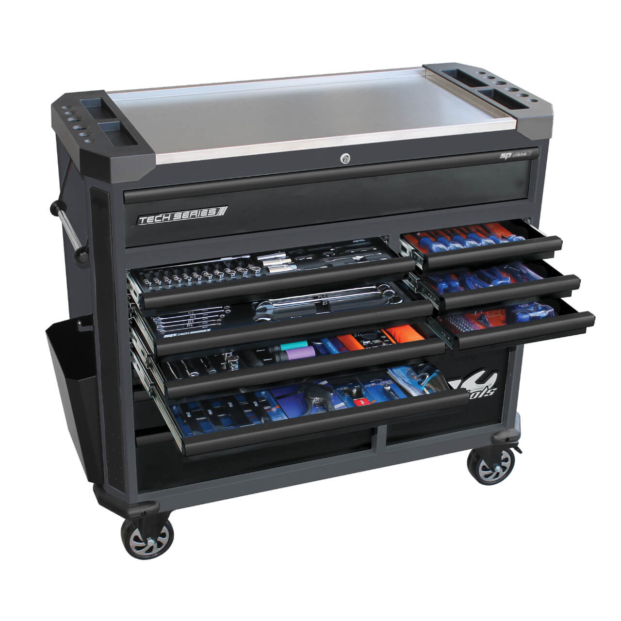 SP Tools 13 Drawer Trade Technician Diamond Black Roller Cabinet Tool Kit 268pce