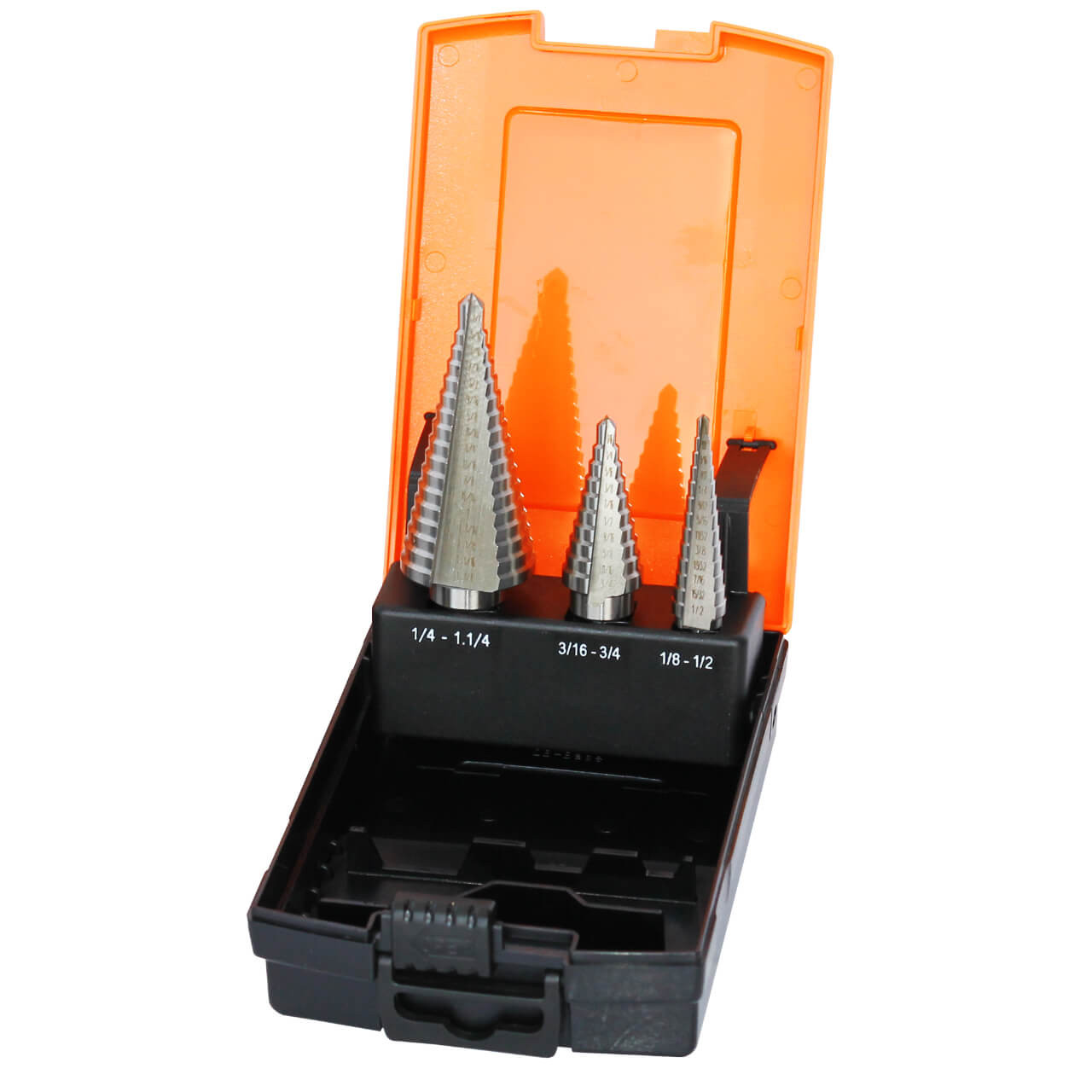 SP Tools 1/8-1-1/4 Imperial Step Drill Bit Set HSS 3pce