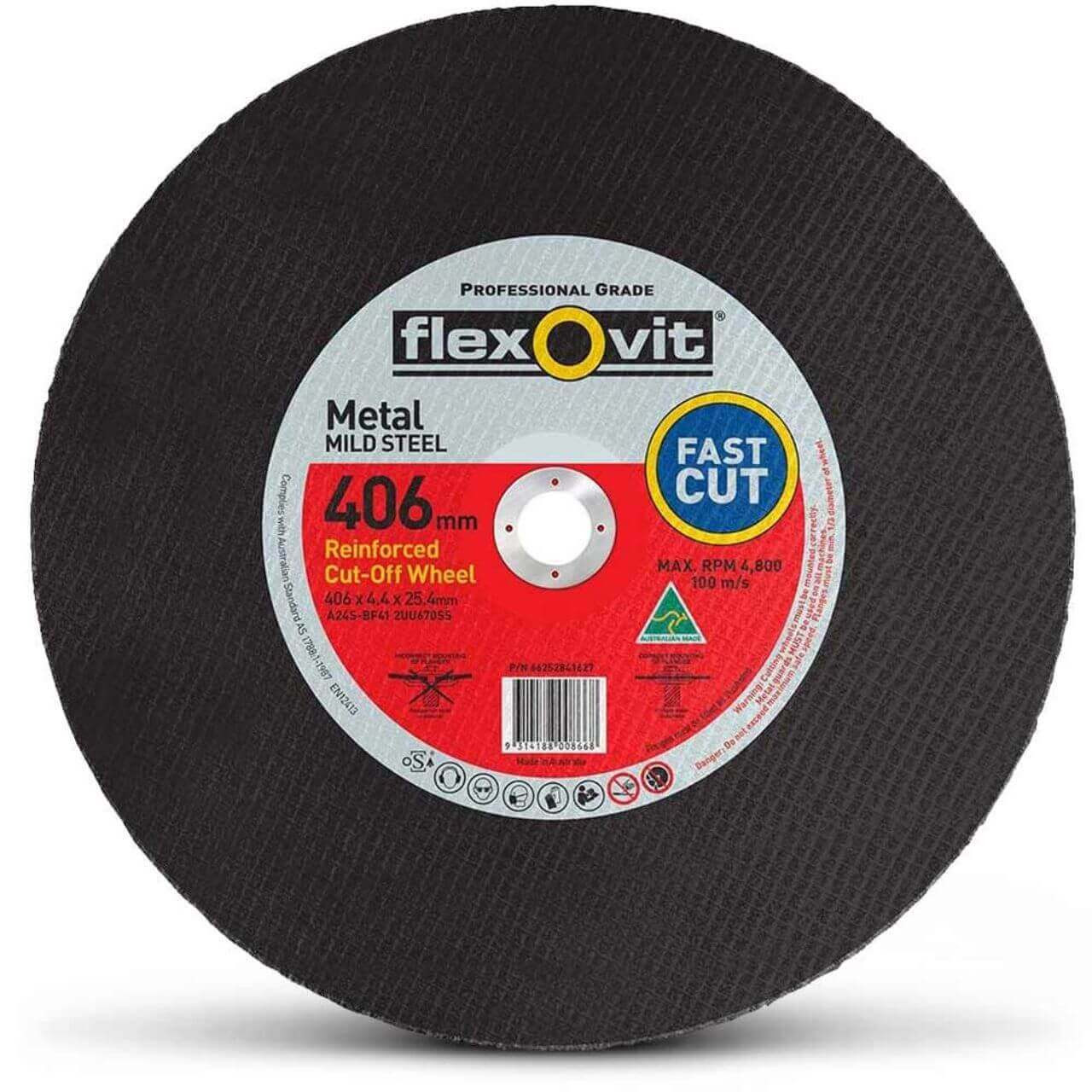 Flexovit 2UU670SS 406x4.4x25.4 High Speed Metal Cut Off Wheel
