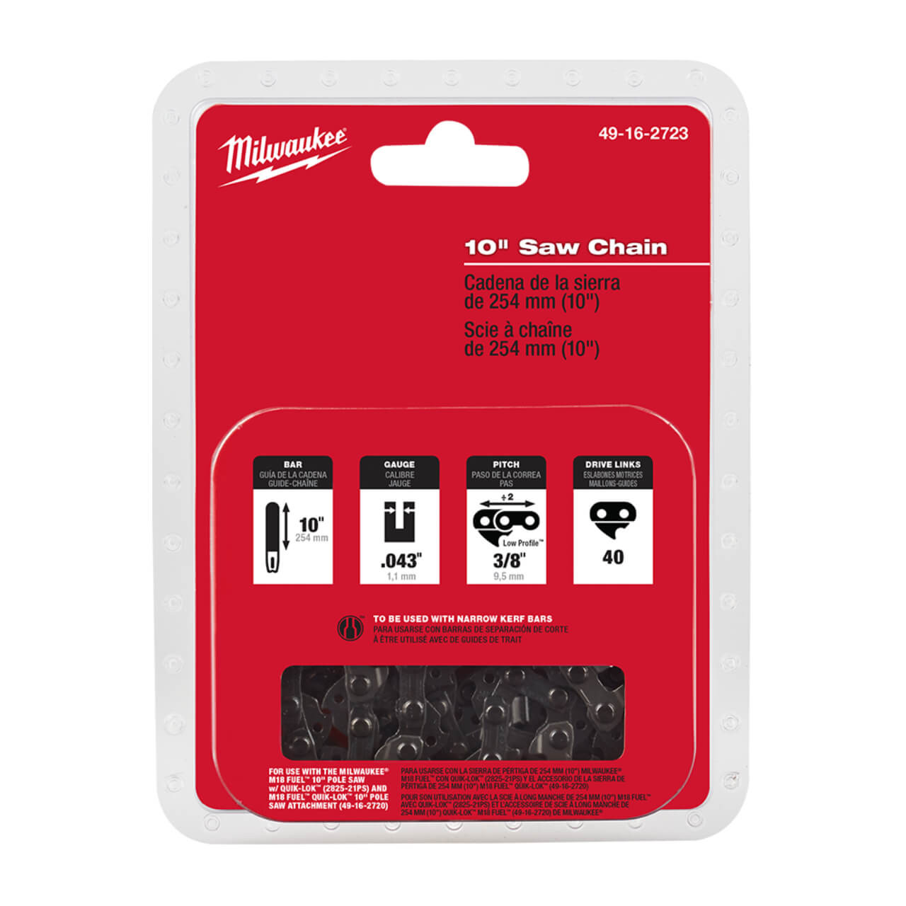Milwaukee M18 Fuel 254mm (10”) Pole Saw Chain