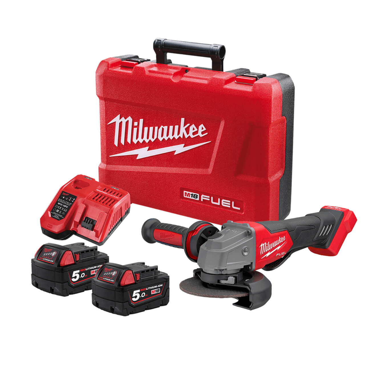 Milwaukee M18 Fuel Cordless 125mm (5”) Angle Grinder with Deadman Paddle Switch Kit