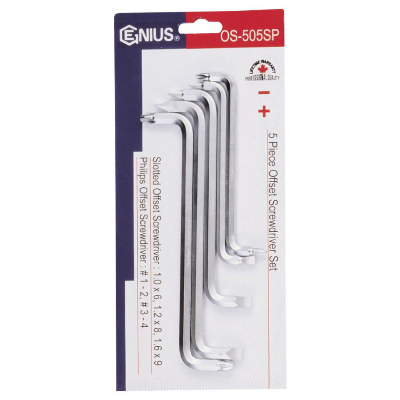 Genius L-Shaped Offset Screwdriver Set 5pce