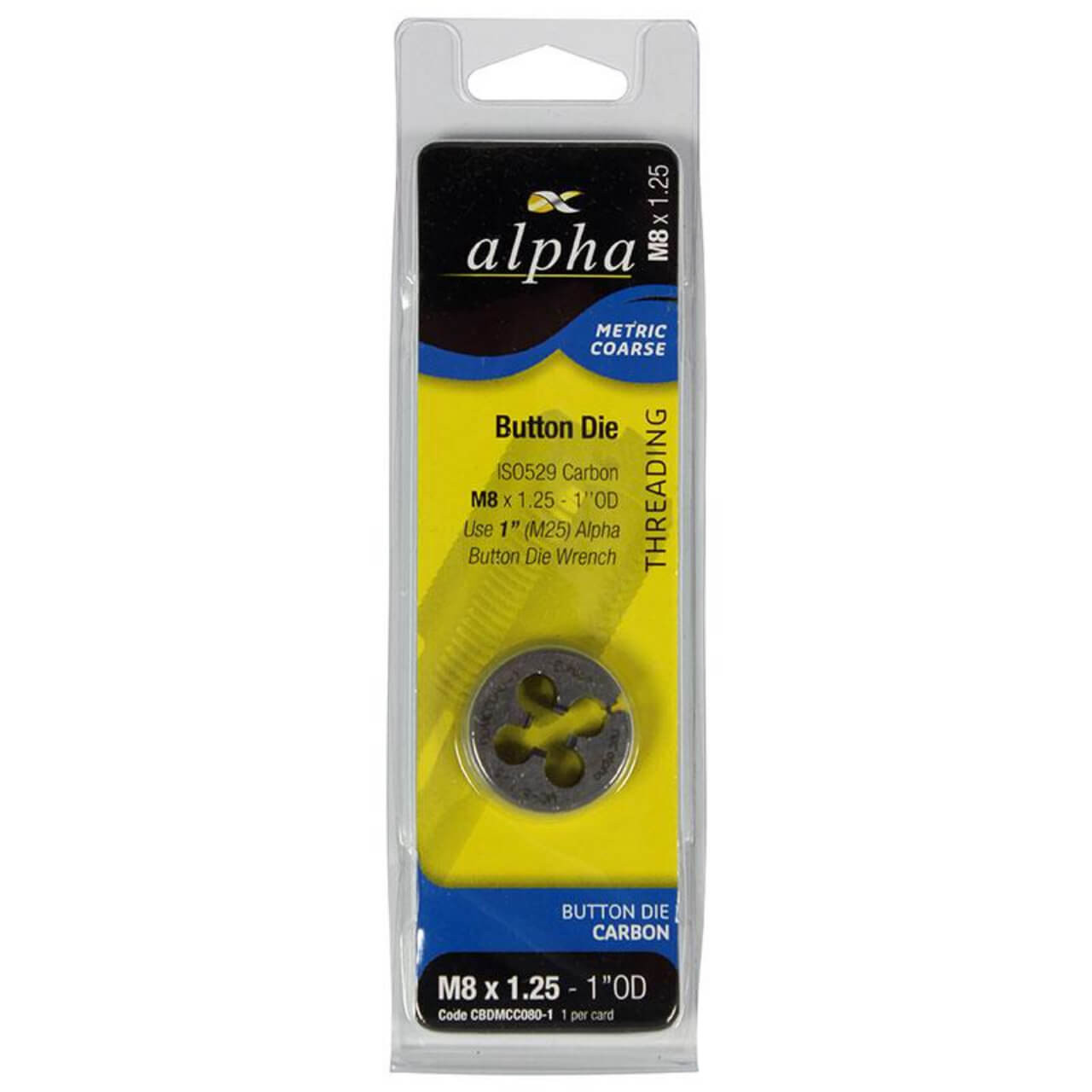 Alpha M6 1.0P 1OD MC Carbon Button Die Carded