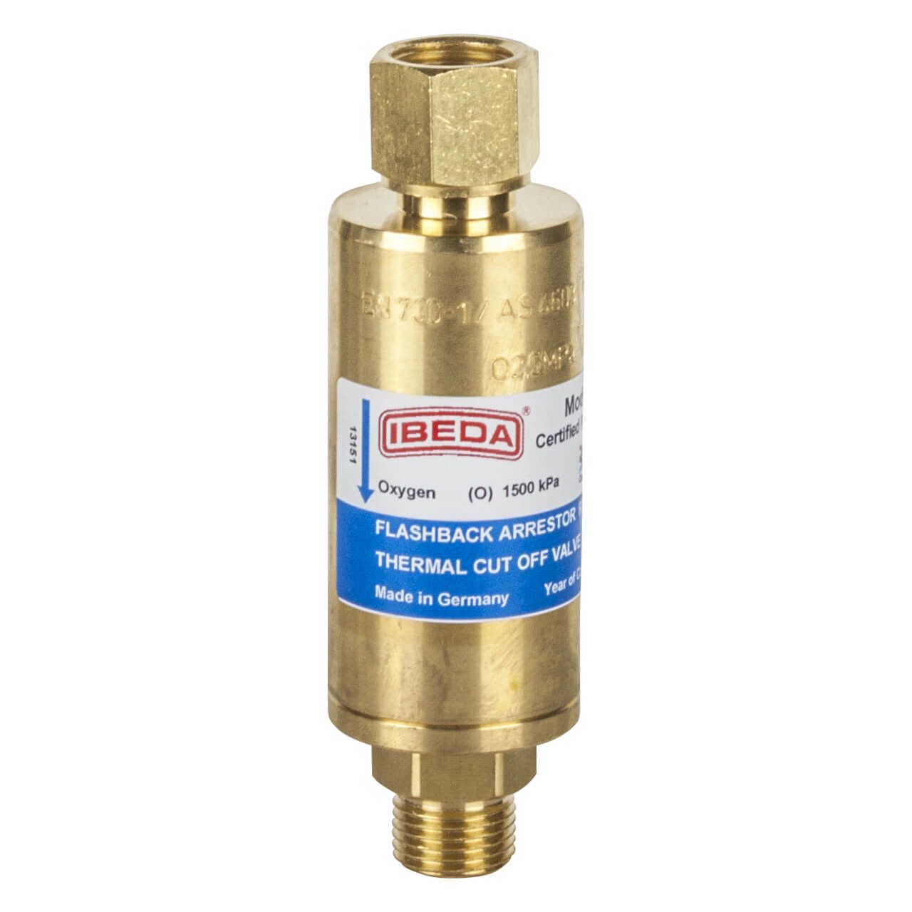 Ibeda Regulator End Oxygen High Flow Flashback Arrestor