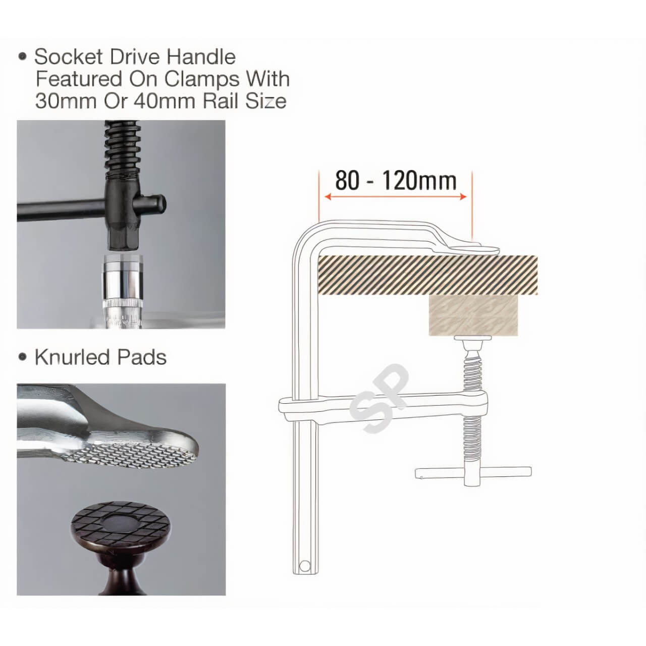 Trademaster 1000 x 120mm 2600kg High Force Clamp
