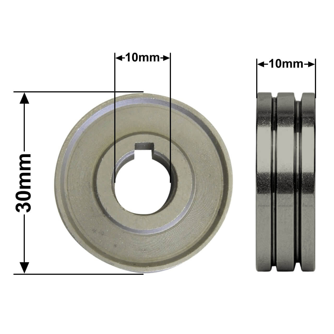 Keyed 30OD x 10ID x 10W 1.0/1.2mm Aluminium Drive Roller