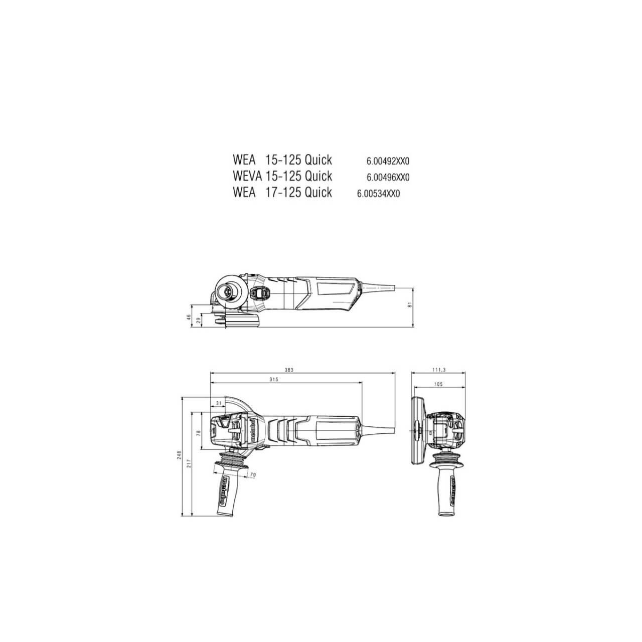 Metabo WEP 17-125 Quick Angle Grinder 125mm 1700W
