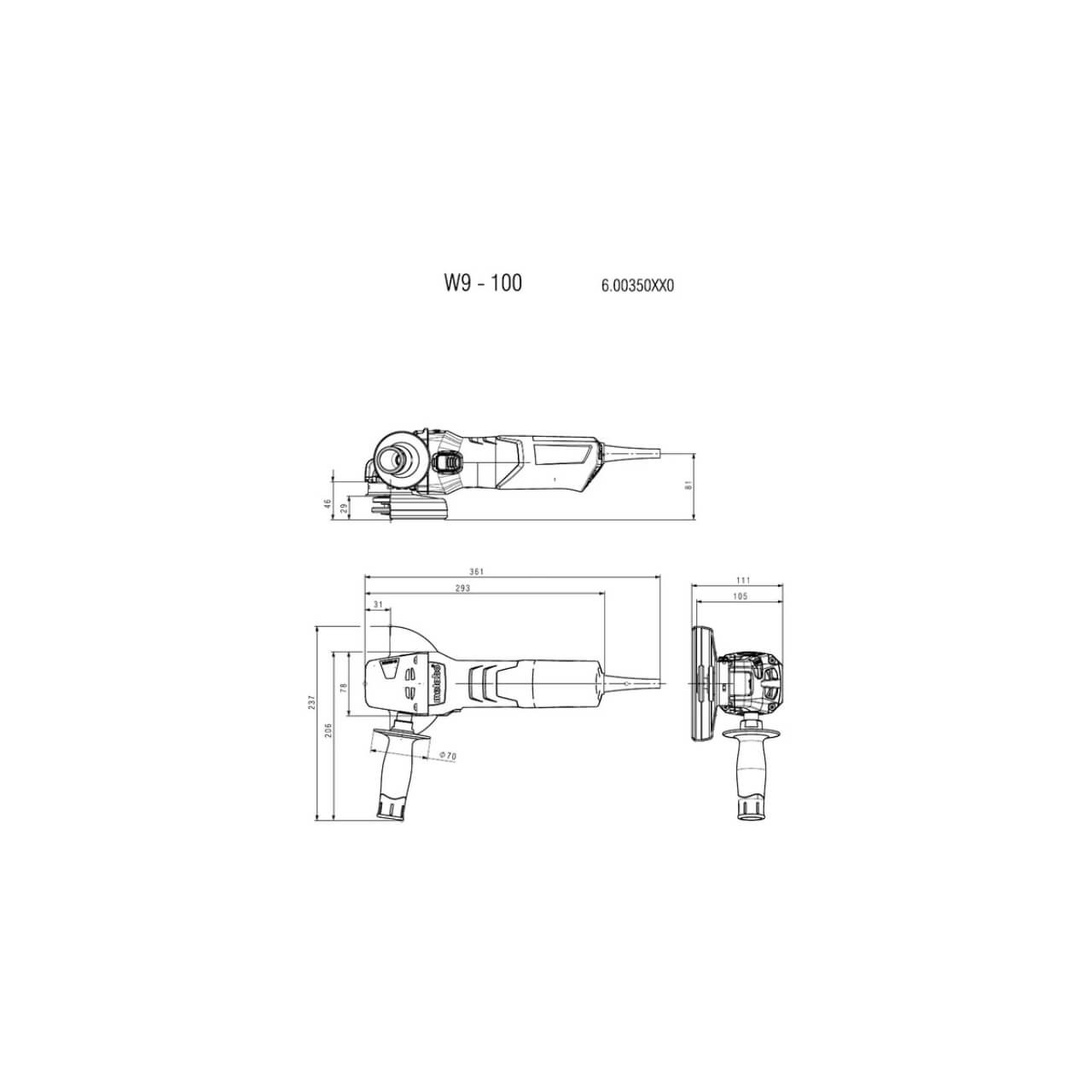 Metabo W 9-100 Angle Grinder 100mm 900W