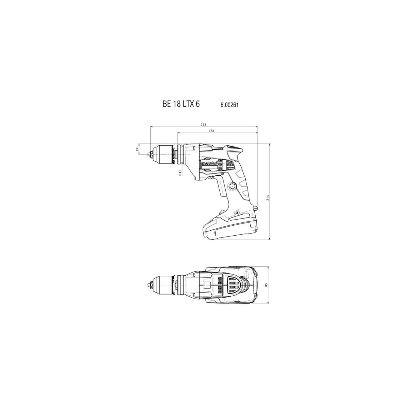 Metabo BE 18 LTX 6 18V LTX Class Metal Drill 4000 rpm - Skin Only