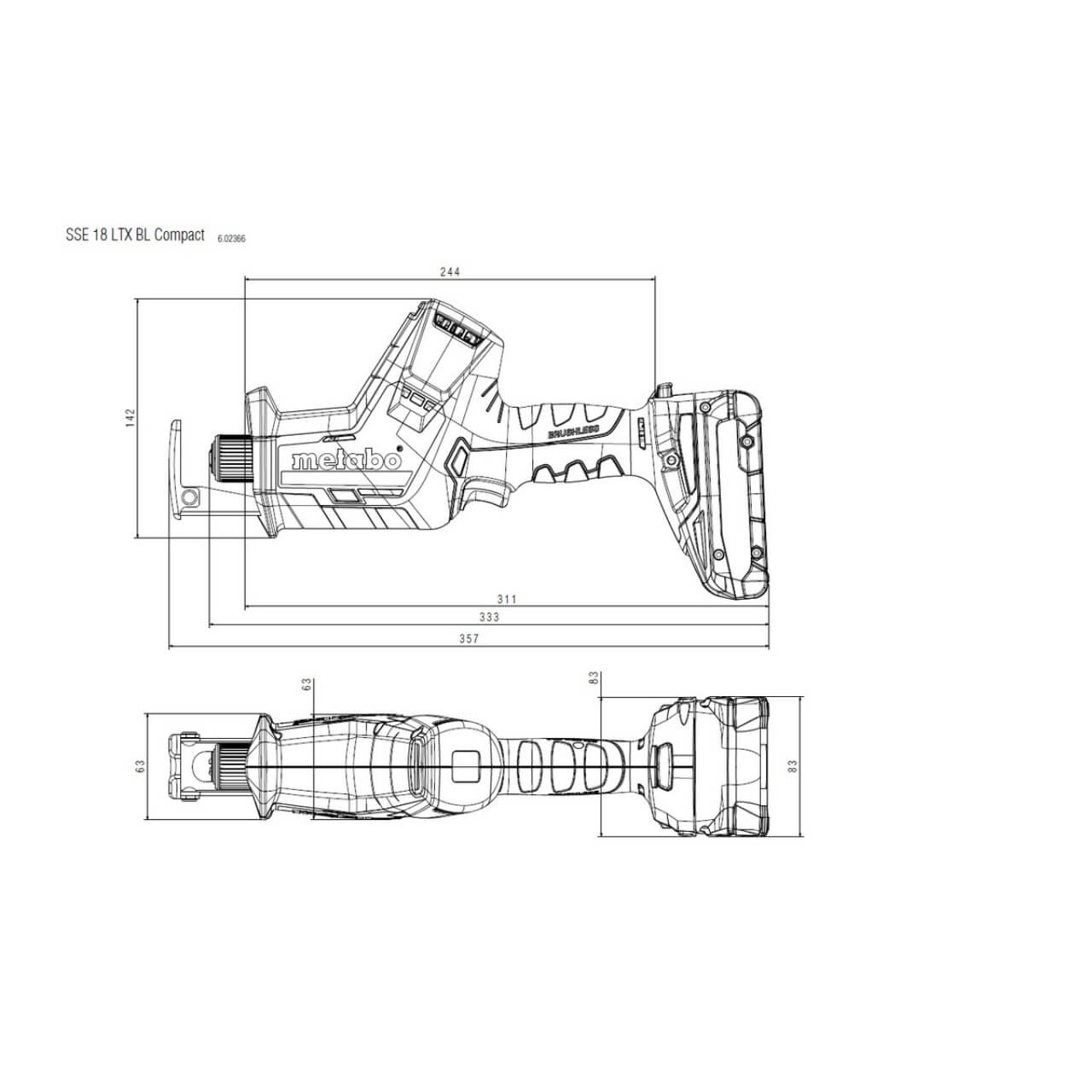 Metabo SSE 18 LTX BL COMPACT 18V Brushless Reciprocating/Sabre Saw - Skin Only