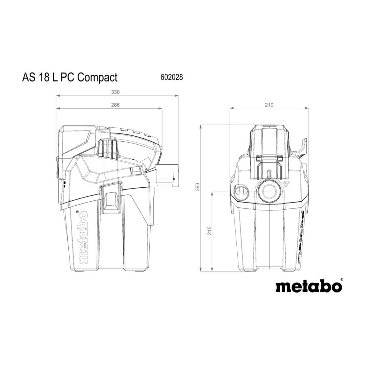 Metabo AS 18 L PC 18V Compact Vacuum Cleaner 6L - Skin Only