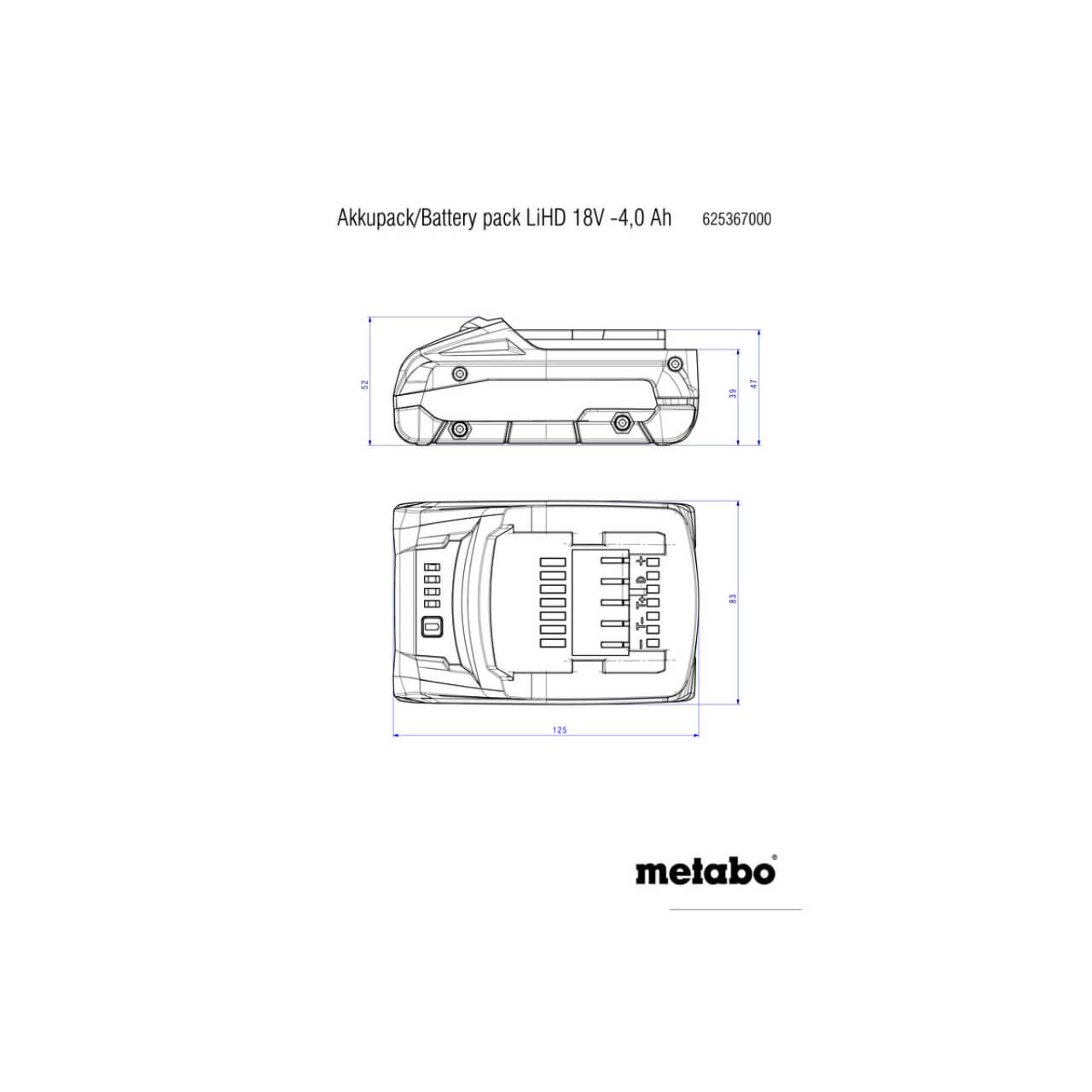 Metabo 4.0 LiHD 18V LiHD Battery Pack 4.0 Ah