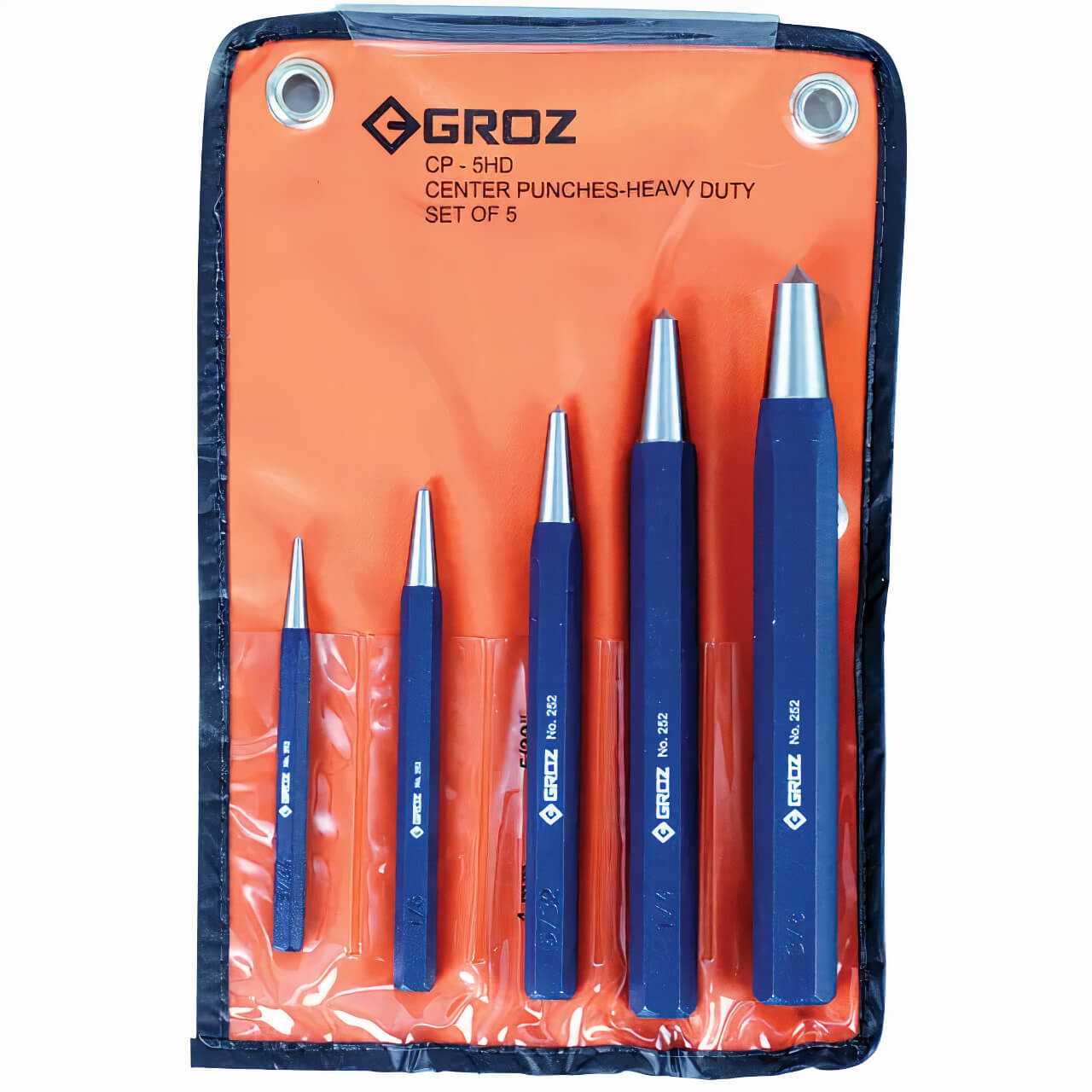 Groz CP/HD/5/ST Centre Punch Set 5pce
