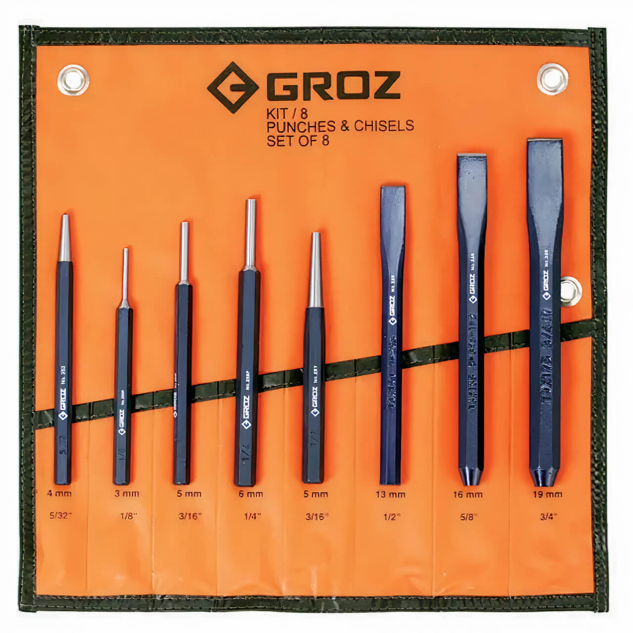 Groz KIT/8/ST Punch & Cold Chisel Set 8pce
