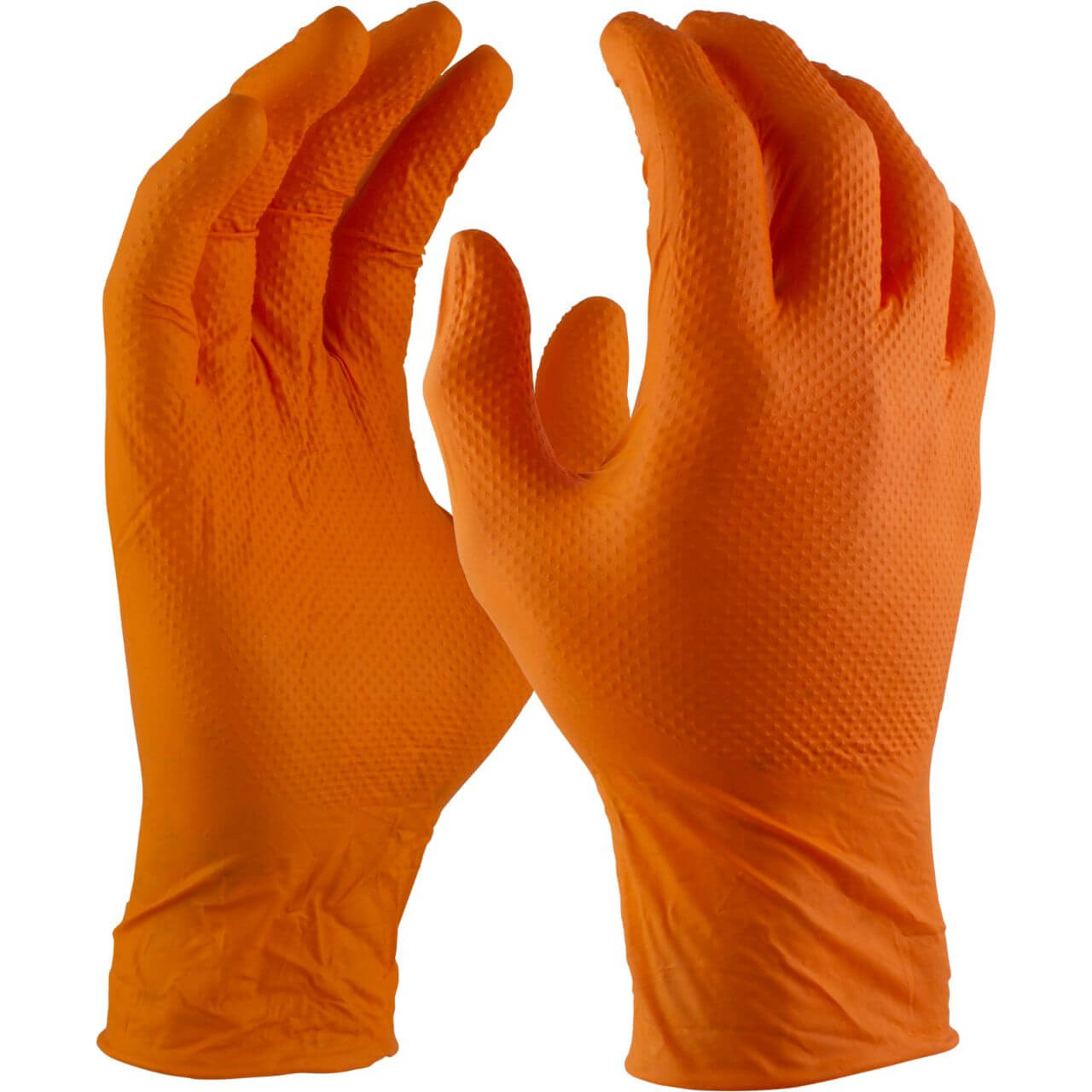 'Orange Shield' Heavy Duty Nitrile with Diamond Grip. Box 100