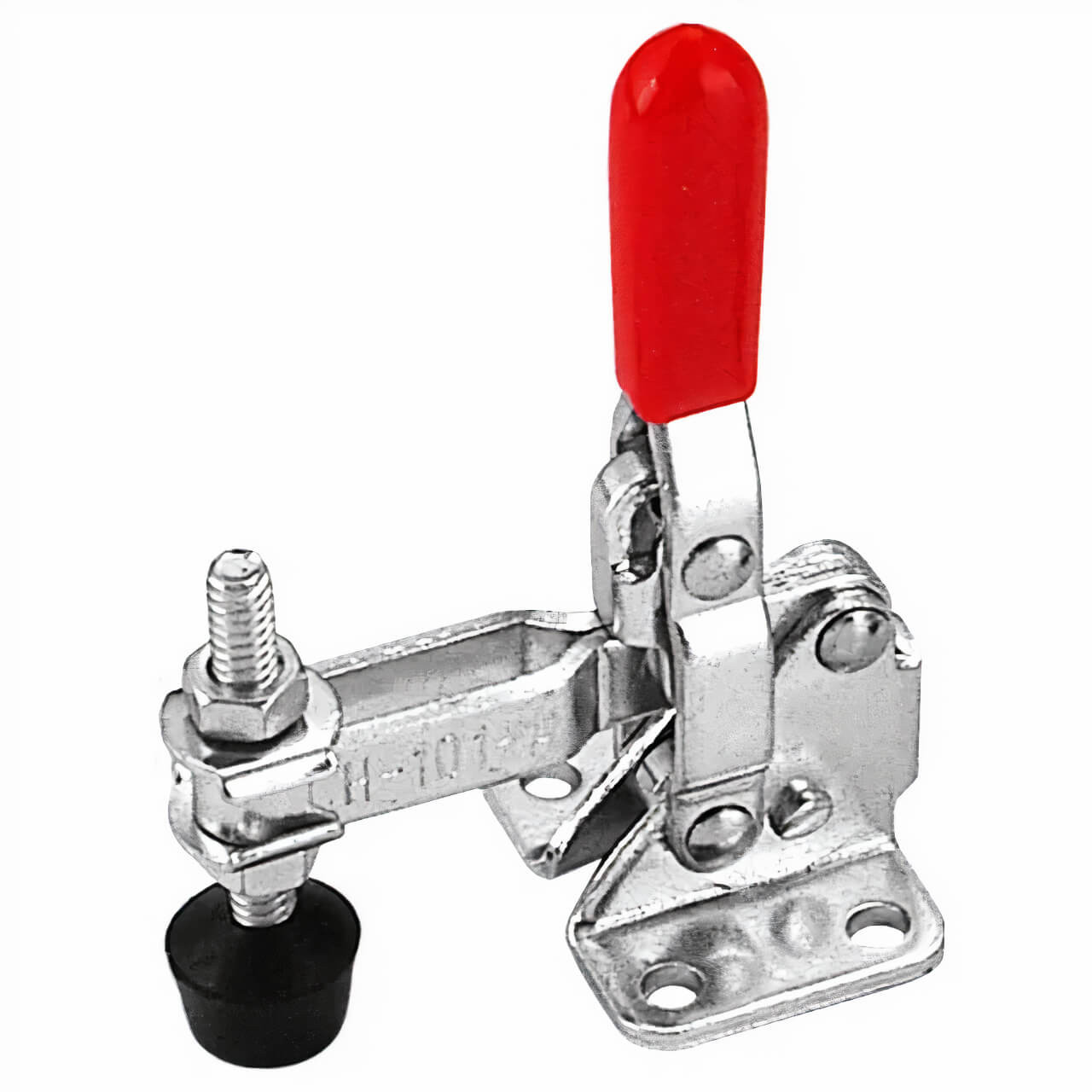 Stainless Steel Toggle Clamp Vertical Flanged Base Straight Handle 91kg Cap 33mm Reach