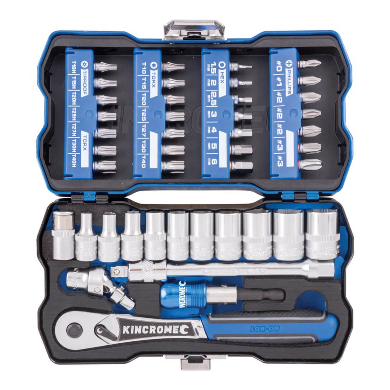 Kincrome 1/4 Dr Lok-On Hand Socket & Bit Set 46pce