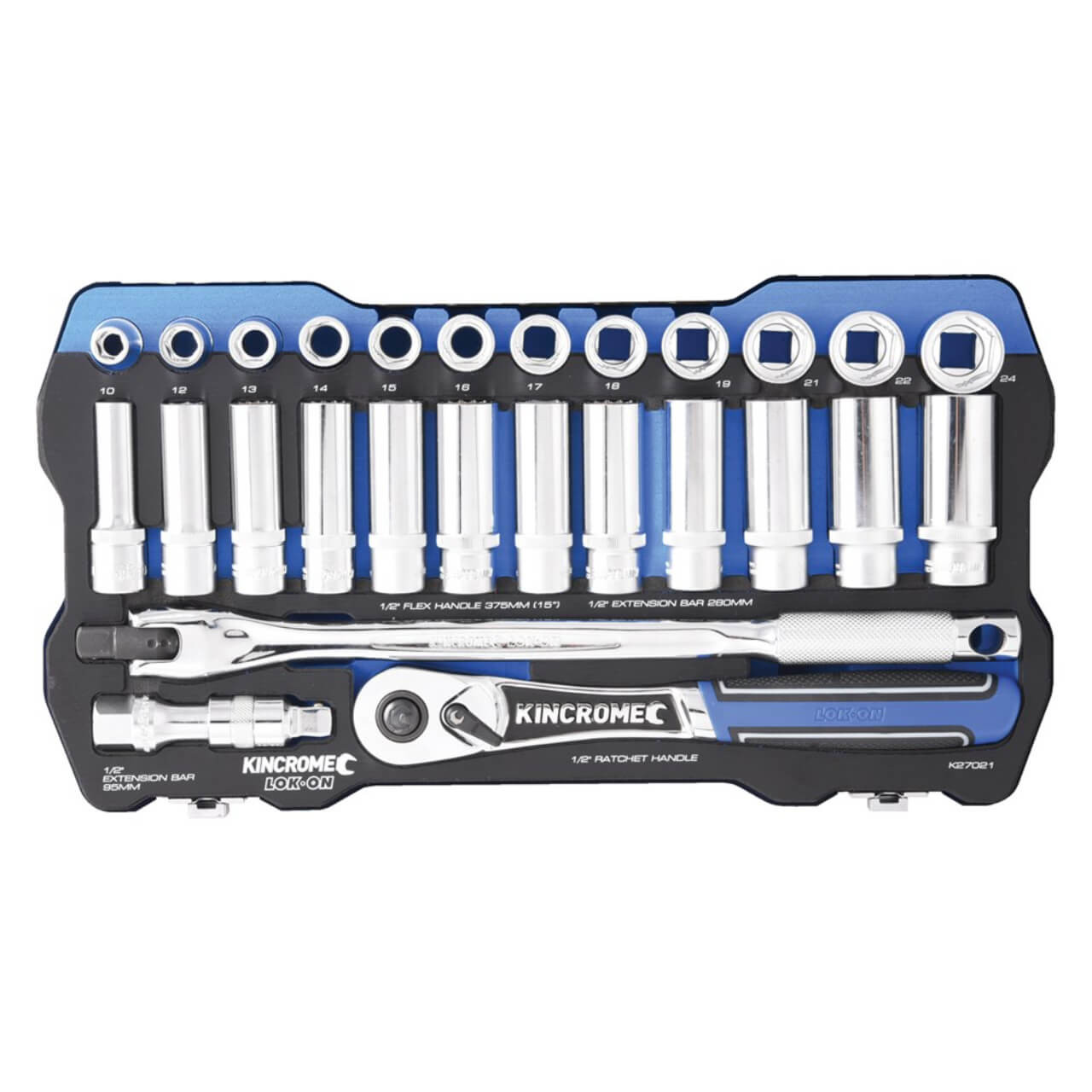 Kincrome 1/2 Dr Lok-On Hand Socket Set  Metric 28pce