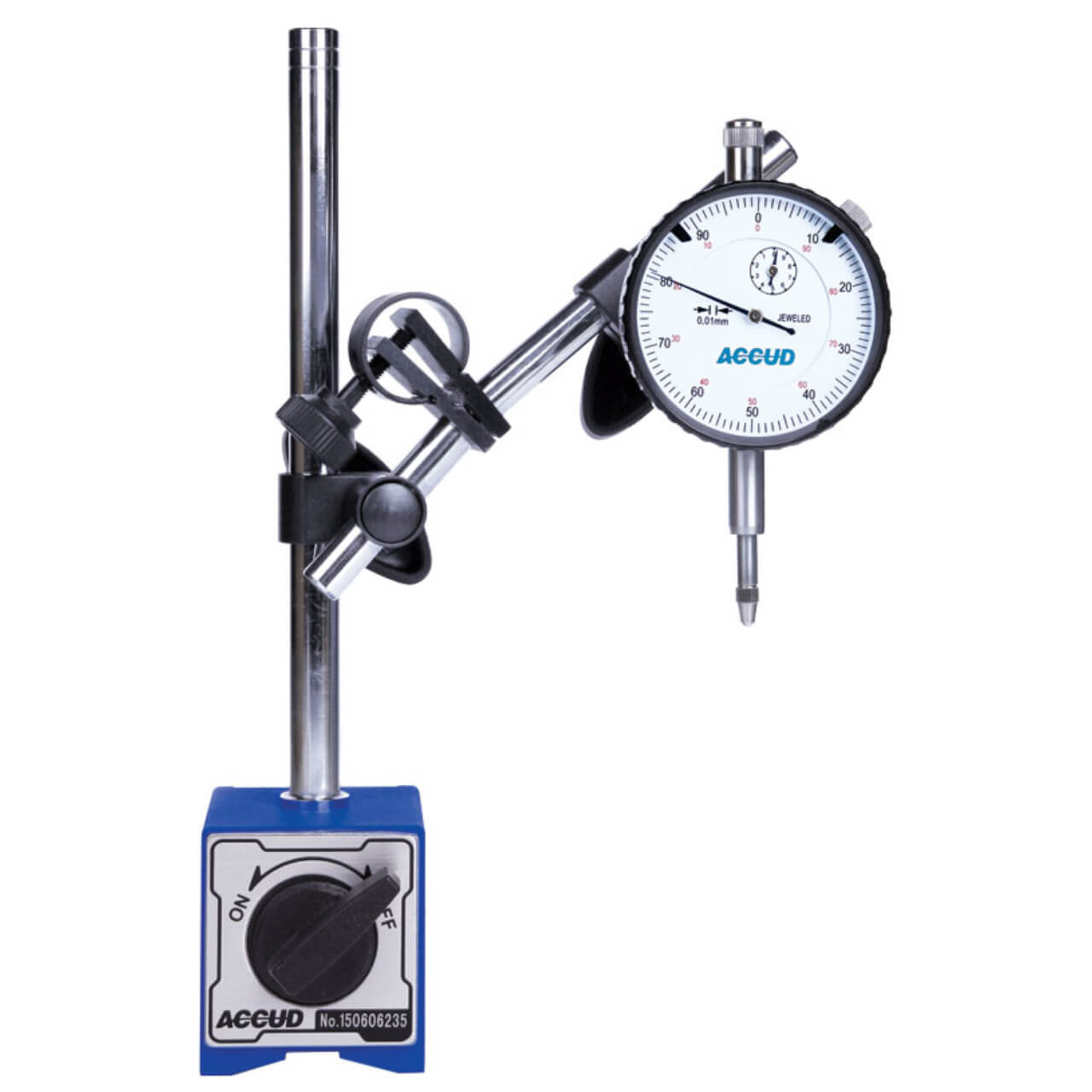 Accud 1” Dial Indicator with Magnetic Stand