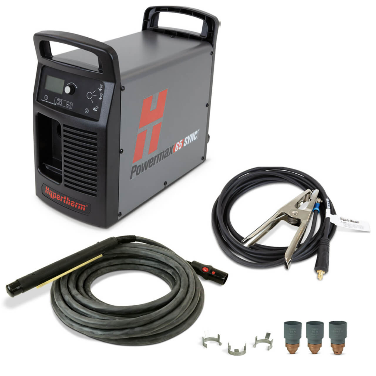 Hypertherm Powermax65 SYNC Mechanised Plasma Cutter 415V, CPC & Serial ports, 180 deg 7.6m (25') Torch