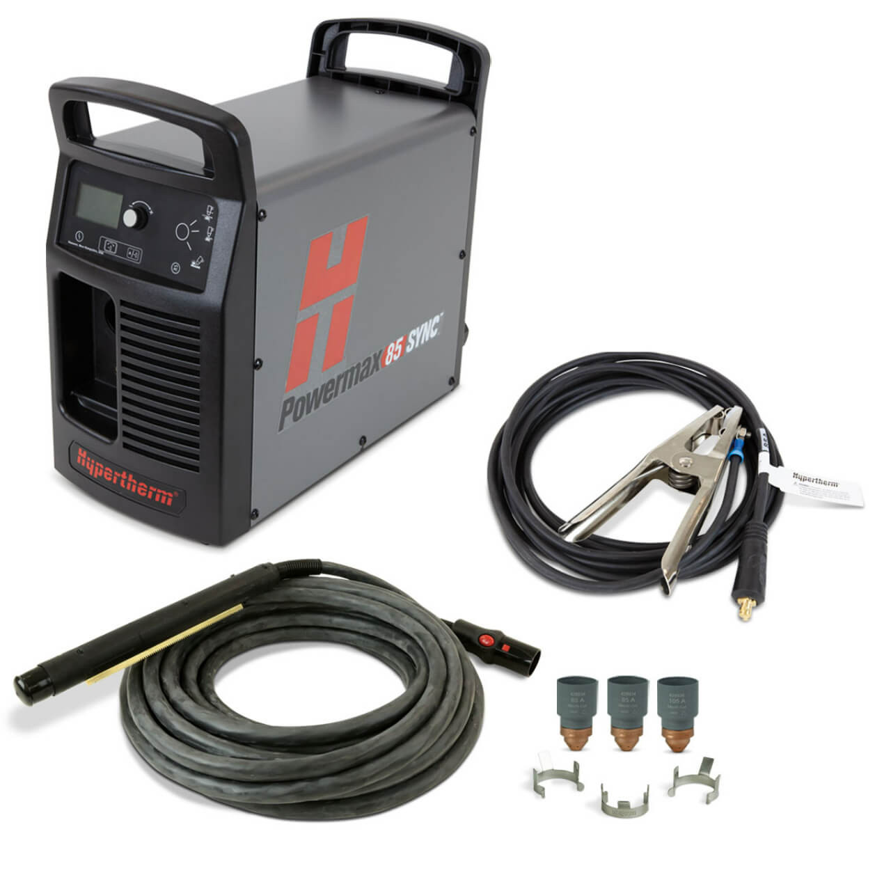 Hypertherm Powermax85 SYNC Mechanised Plasma Cutter 415V, CPC & Serial ports, 180 deg 7.6m (25') Torch