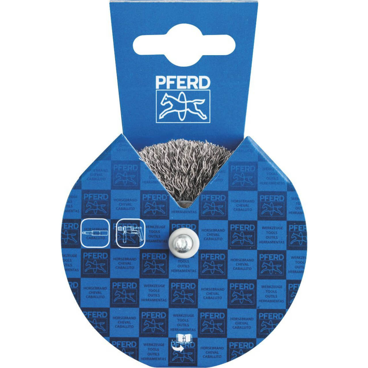 Pferd 100x10x6mm Shaft Mounted Crimped Steel Wire Brush Carded