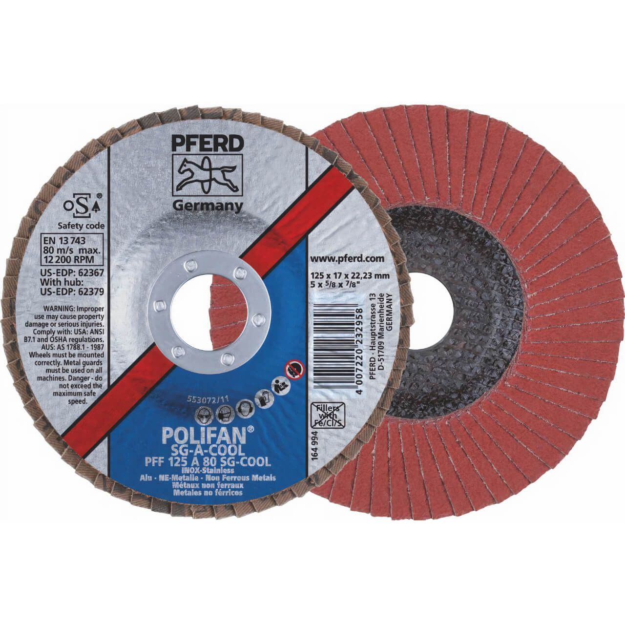 Pferd 125x22 80g A-Cool SG Flap Disc Inox+Alu