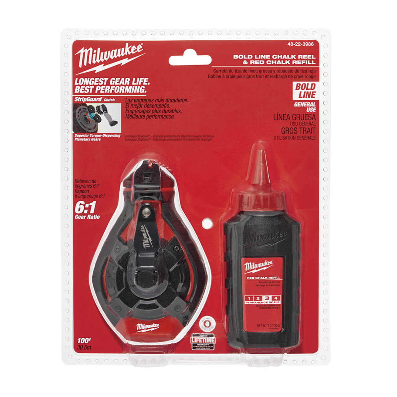 Milwaukee 30m Bold Line Chalk Reel With Red Chalk