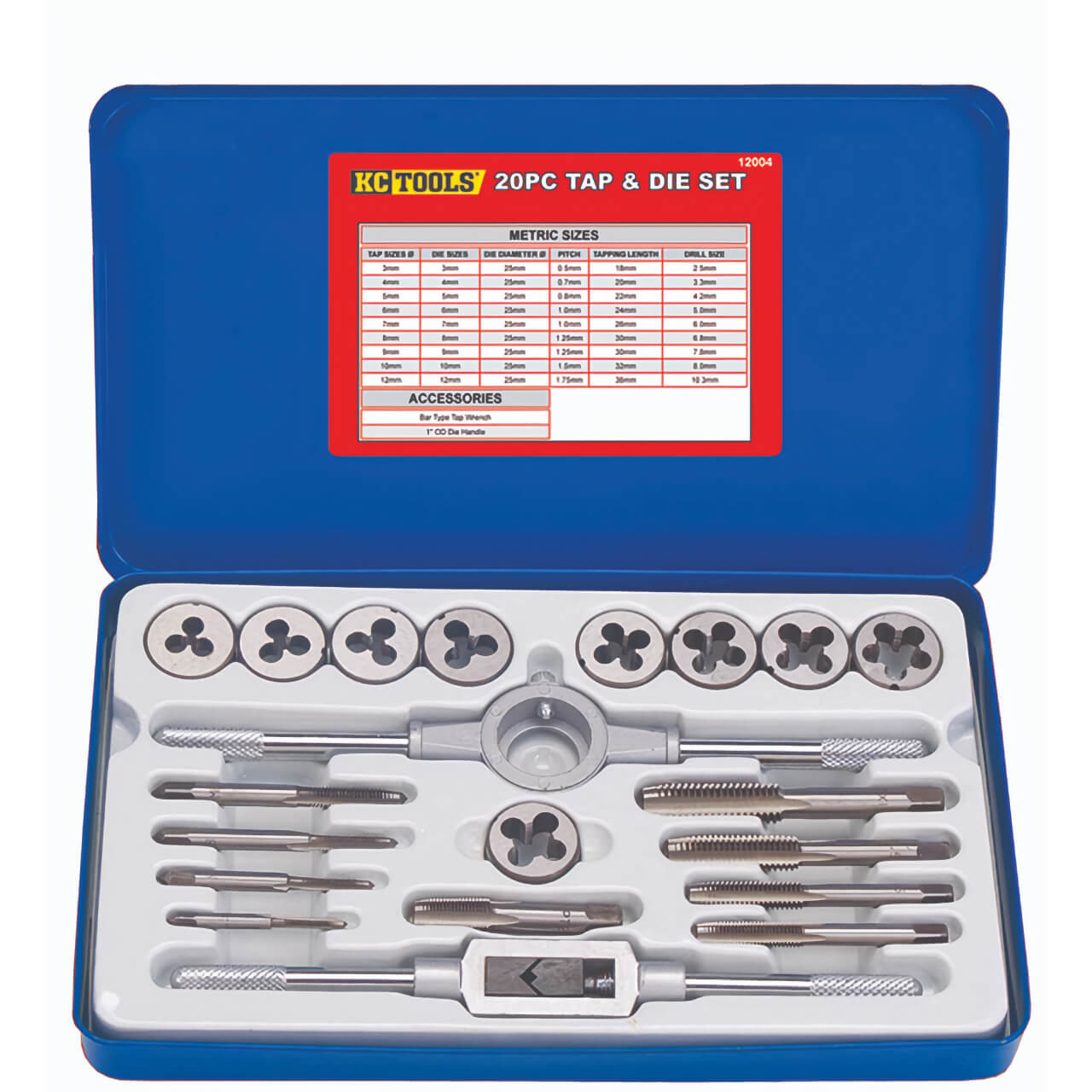 KC Tools 3-12mm Tap & Die Set Metric 20pce