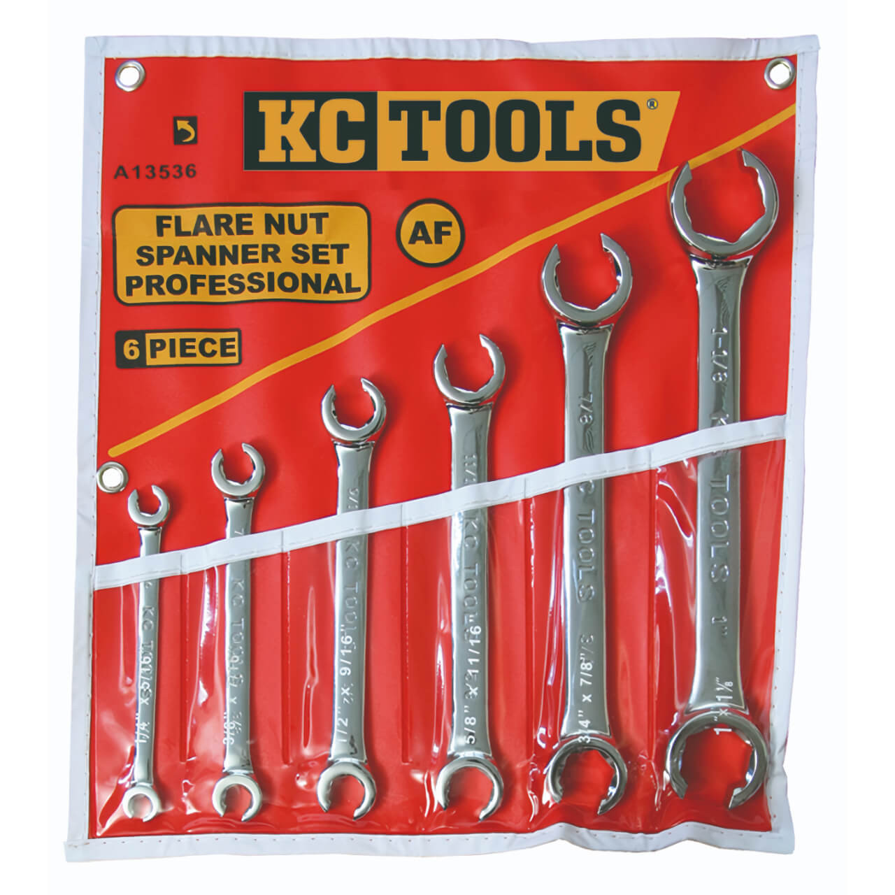 KC Tools 1/4-1” 6pt Flare Nut Spanner Set Imperial 6pce